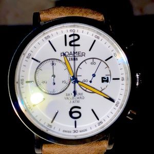 Roamer 1888 Vanguard watch made in Switzerland. Genuine leather band. Never worn